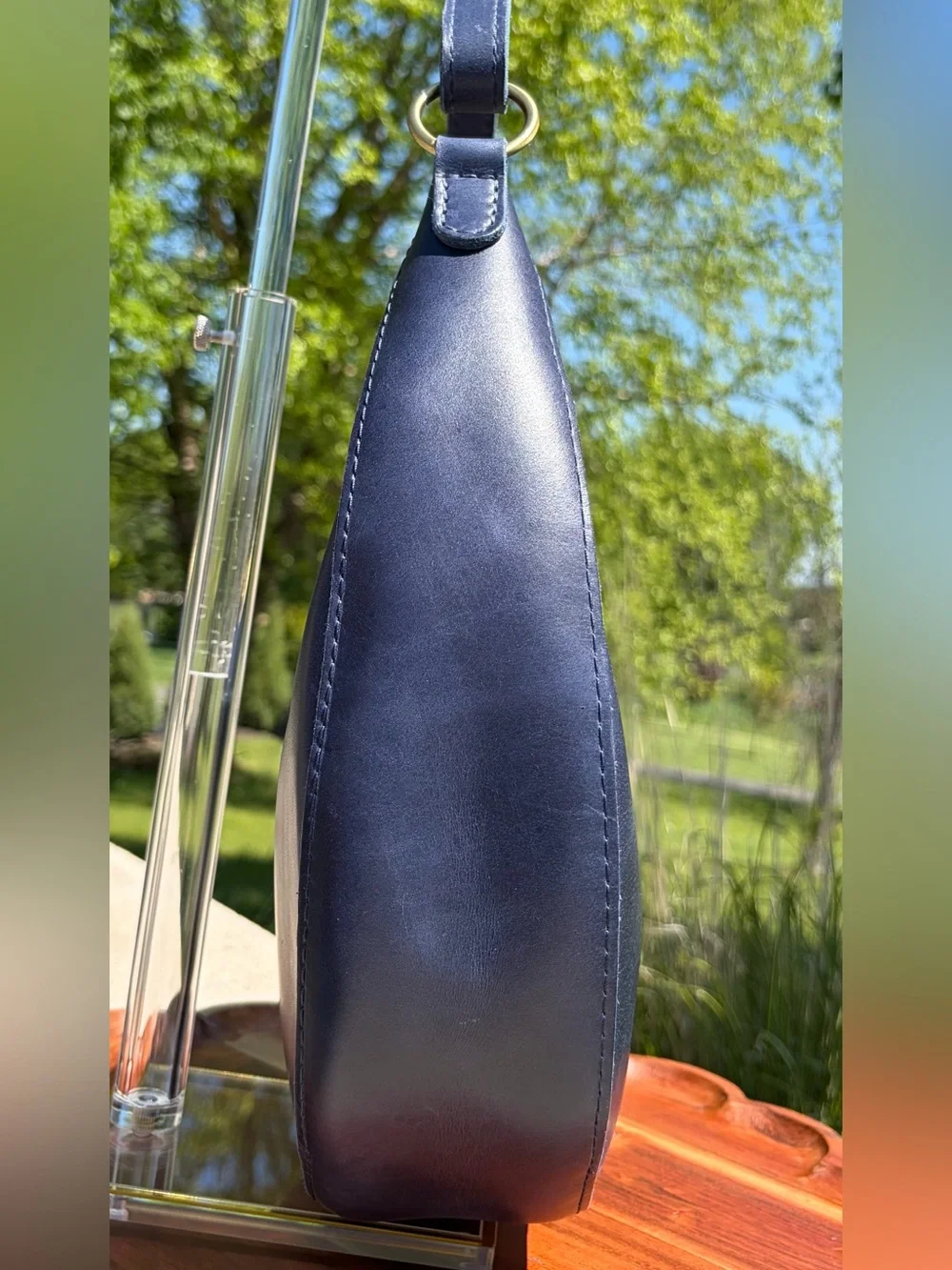 Portland Leather Nora Large Shoulder Bag Cowboy Blue Leather